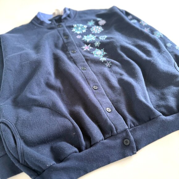 Vintage Morning Sun, Snowflake Sweatshirt Cardigan - Picture 2 of 3